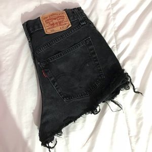 Distressed Black high waist denim shorts